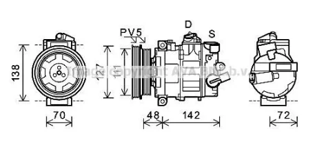 AVA VW Компресор кондиціонера Audi A1/3,Q2/3, TT, Seat, Skoda Fabia, Octavia II,III, Roomster, SuperB, Caddy III, Golf V,VI,VII, Jetta, Passat, Tiguan, Touran AVA AVA COOLING AIAK359