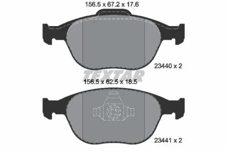 Комплект гальмівних колодок передн, FORD FIESTA V, FOCUS I, TOURNEO CONNECT, TRANSIT CONNECT 1.4D-2.0 11.01-12.13 TEXTAR 2344004
