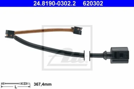 Датчик зносу гальмівних колодок передн AUDI A3, TT CUPRA ATECA, FORMENTOR, LEON, LEON SPORTSTOURER SEAT LEON, LEON SC, LEON SPORTSTOURER, LEON ST 1.4H-2.5 07.09- ATE 24.8190-0302.2