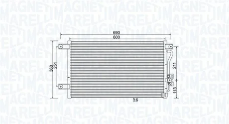 MITSUBISHI Радіатор кондиціонера (конденсатор) L200 2.0, 2.4, 2.5 96- MAGNETI MARELLI 350203987000