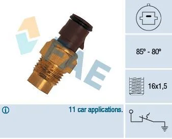 Термовимикач вентилятора TOYOTA CELICA, COROLLA, PASEO, STARLET 1.0-1.8 10.84-06.99 FAE 36160
