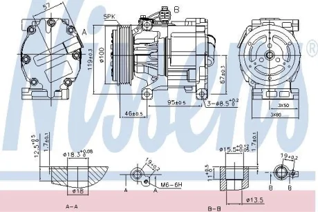 Компресор FIAT PANDA (312, 319, 519) (12-) 0.9 Twinair TURBO NISSENS 89405