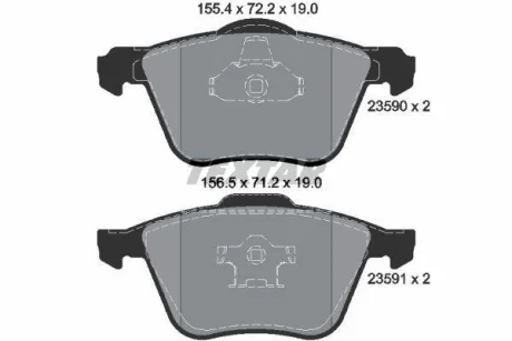 Комплект гальмівних колодок передн, VOLVO S60 I, S80 I, V70 II, XC90 I 2.0-4.4 01.99-12.14 TEXTAR 2359001