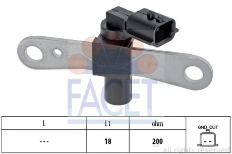 Датчик оборотов коленвала MEGANE III/ Dacia LOGAN 1.6/1.6ALK/1.6LPG 06- FACET 9.0658