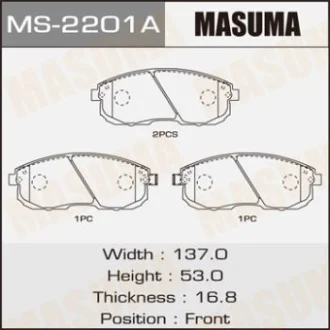 Колодки тормозные передн Nissan Juke (10-), Primera (01-05), Teana (03-14), Tida (07-)/ Suzuki SX 4 (06-14) MASUMA MS2201