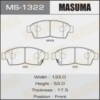 Колодки тормозные передн Toyota Camry (-00), RAV 4 (-00) MASUMA MS1322