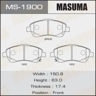 Колодки тормозные передн Toyota Avensis (03-08) MASUMA MS1900