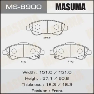 Колодки тормозные передн Honda CR-V (07-16) MASUMA MS8900