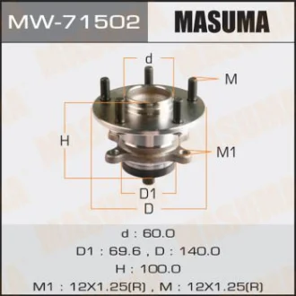 Ступица колеса заднего в сборе с подшипником Suzuki SX 4 (06-) (с ABS) MASUMA MW71502