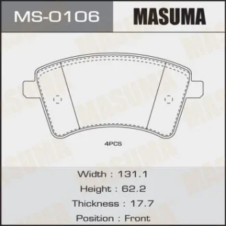 Колодки тормозные передн MERCEDES-BENZ 109 CDI (415.601, 415.603, 415.605), 108 CDI (415.601, 415.603), 112 (415.603), 111 CDI (12-18) MASUMA MS0106