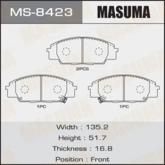 Фото 1 - колодки тормозные передн HONDA CIVIC VIII, FR-V MASUMA MS8423 Колодки тормозные передн HONDA CIVIC VIII, FR-V MASUMA MS8423 (фото 1)