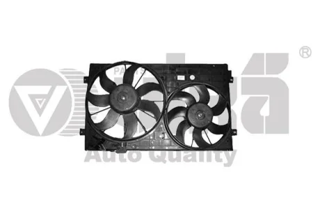 Диффузор вентилятора с двумя вентиляторами 200W+150W с блоком управления VW Touran (03-10)/Audi A3 (03-12) VIKA 91210547801