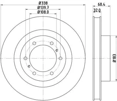 Диск тормозной передний Lexus GX 460 (09-)/ Toyota Land Cruiser 150 2.7, 3.0, 4.0 (10-) Nisshinbo ND1058K