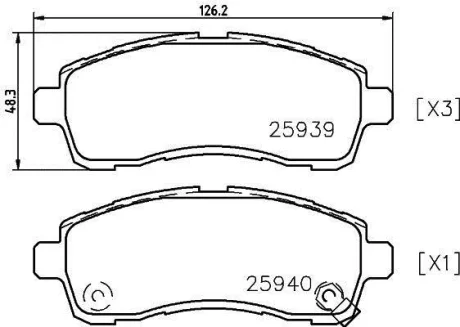 Колодки тормозные дисковые передние Suzuki Swift/Mazda 2/ Daihatsu Materia 1.2, 1.3, 1.5, 1.6 (06-) Nisshinbo NP5029 (фото 1)
