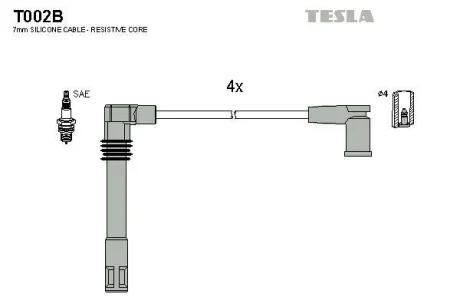 Провід високовольтні (к-кт) SKODA OCTAVIA I 1.8i BLATNA TESLA T002B