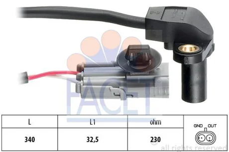 Датчик обертів коленвала Renault Laguna II (03-), Megane II (03-) 2.0 16V (9.0328) FACET 90328