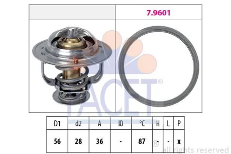 Термостат Mitsubishi Lancer IX (08-), Outlander II, III (06-) 1.8i, 2.0i, 2.4i (7.8828) FACET 78828