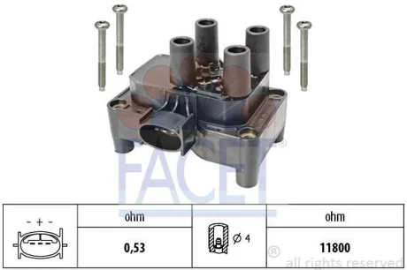 Котушка запалювання Ford Focus, Fiesta, Mondeo, Transit Connect (95-13) 1.3i-2.0i 16V (9.6432) FACET 96432