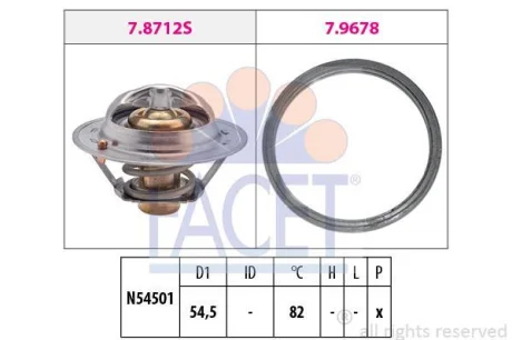 Термостат Renault Megane III (09-), Fluence (10-), Koleos (13-) 2.0 16V, 2.0 TCE (7.8713) FACET 78713