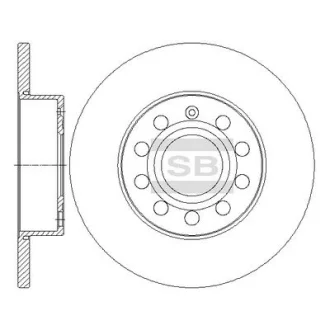 HI-Q Диск гальмівний (кратно 2) задній Audi A3 (06-) (D=259.8mm) HI-Q Hi-Q (SANGSIN) SD5407