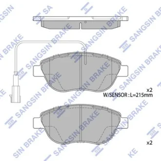 HI-Q Колодки гальмівні передні Fiat Liana (07-), Punto (05-), Fiat 500 (08-) HI-Q Hi-Q (SANGSIN) SP1746