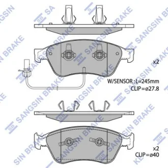HI-Q Колодки гальмівні передні Audi A6 (06-), A8 (03-), VW Phaeton (3D) (02-) HI-Q Hi-Q (SANGSIN) SP1693