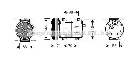 AVA Компресор кондиціонера Ford Fiesta (01-), Transit (00-) AVA AVA COOLING FDAK279
