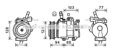 AVA Компресор кондиціонера Hyundai i20 (08-), Accent IV (10-) 1.4i, 1.6i AVA AVA COOLING HYK451