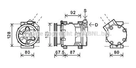 AVA Компресор кондиціонера Renault Logan (05-), Sandero (08-) 1.4i, 1.6i AVA AVA COOLING RTAK619