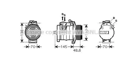 AVA Компресор кондиціонера BMW X5 E53 (00-)/LR Range Rover (02-) 3.0 Tdi AVA AVA COOLING BWAK334