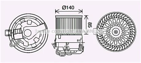 AVA Вентилятор обігрівача салону Citroen C3 (16-)/Peugeot 2008 (13-) AVA AVA COOLING PE8558
