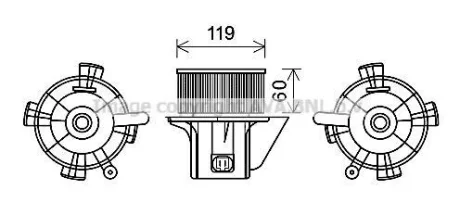 AVA Вентилятор обігрівача салону Citroen C4 (04-11), Peugeot 307 (00-08) AC+ AVA AVA COOLING CN8299