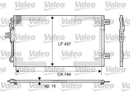 CHRYSLER Радіатор кондиціонера (конденсатор) без осушувача Grand Voyager IV 2.8CRD 04- Valeo 817739