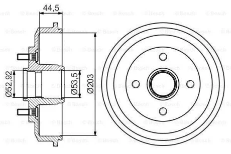 FORD Гальмівний барабан задн. (з підш.) FIESTA V 01-, FUSION 02-, MAZDA BOSCH 0986477266