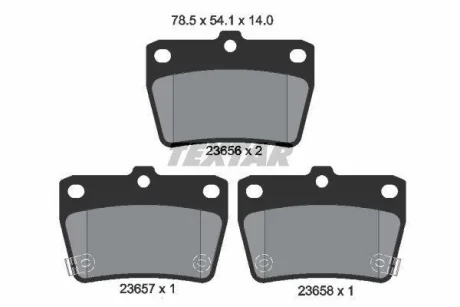 Комплект гальмівних колодок задн, CHERY TIGGO, TIGGO 3 DR DR 5 TOYOTA RAV 4 I, RAV 4 II 1.6-2.4 01.94- TEXTAR 2365601