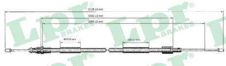 Трос ручника Citroen C4 I/ Peugeot 307 (L=2115/1315mm) LPR C0621B