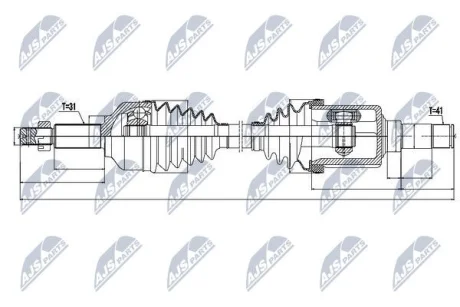 Полуось переднего моста Nty NPWFR073 (фото 1)