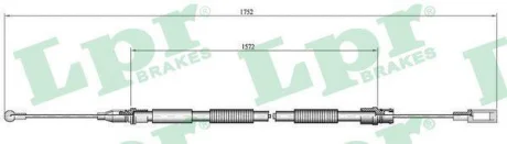 Трос ручника Audi A4 B7 (L=1740/1570mm) LPR C0007B
