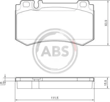 Гальмівні колодки зад. MB W211/W220/W221 01-13 (brembo) (111.6x63.8x16.5) A.B.S. A.B.S. 37454