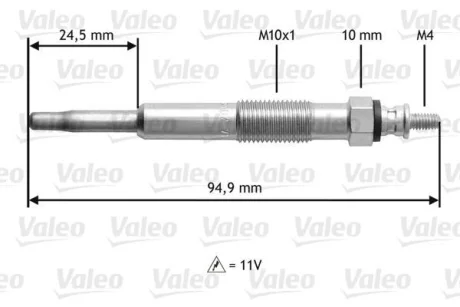 FORD свічка розжарювання FOCUS 1.8D 08 98- Valeo 345110