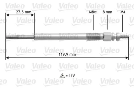 CITROEN свічка розжарювання 1,4/1,6HDi PEUGEOT FORD 1,4/1,6TDCi MAZDA Valeo 345123