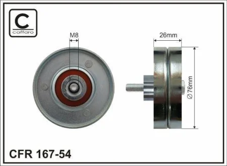 76x8x26 Ролик паска приводного Ford Escort 90-99 Ford Fiesta 89-95 CAFFARO 167-54