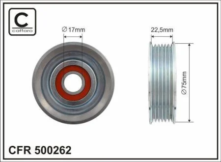 75x17x23 Ролик паска приводного Mazda 1.3, 1.5, 1.6 03- CAFFARO 500262