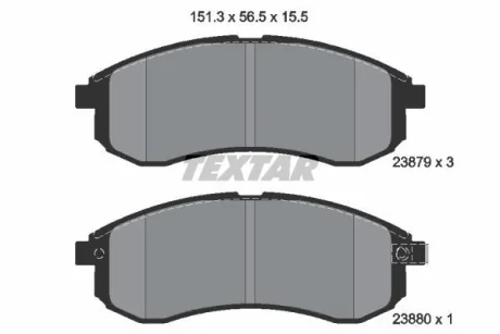 Комплект гальмівних колодок передн, MITSUBISHI L200 2.0/2.5D 01.96-12.07 TEXTAR 2387902