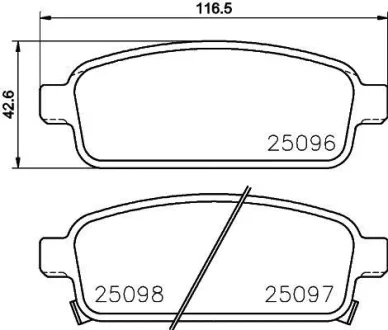 Комплект гальмівних колодок задн, OPEL AMPERA, ASTRA H CLASSIC, ASTRA J, ASTRA J GTC, CASCADA, MOKKA / MOKKA X, ZAFIRA C 1.3D-2.0D 01.09-12.19 TEXTAR 2509606