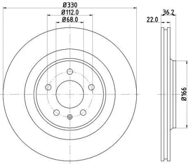 HELLA PRO HIGH CARBON VW диск гальмівний задн. Audi A8 10- Hella pagid 8DD 355 128-741