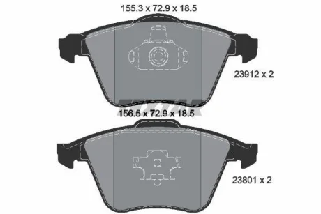 Комплект гальмівних колодок передн, VOLVO C30, C70 II, S40 II, V40, V50 FORD FOCUS II MAZDA 3 SAAB 9-3, 9-3X 1.5-Electric 09.02-08.19 TEXTAR 2391201