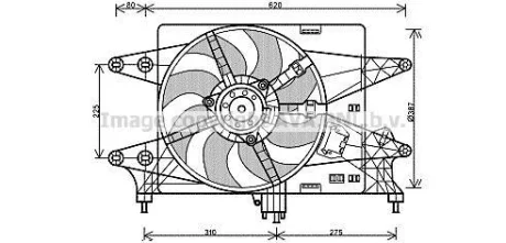 AVA Вентилятор охолодження радіатора (з дифузором) Fiat Doblo (01-) 1.4i, 1.6i AVA AVA COOLING FT7560