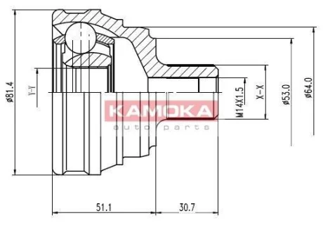 К-т шарнiрний привiдного валу KAMOKA 6206