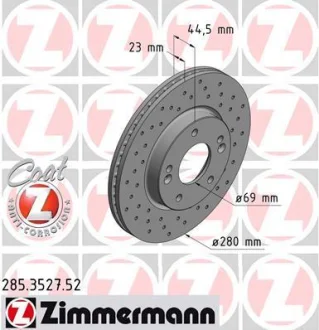Диск гальмівний (передній) Hyundai Elantra/I30 II 11-/Kia Cee\'D/ Cerato III 13- (280x23) ZIMMERMANN 285.3527.52